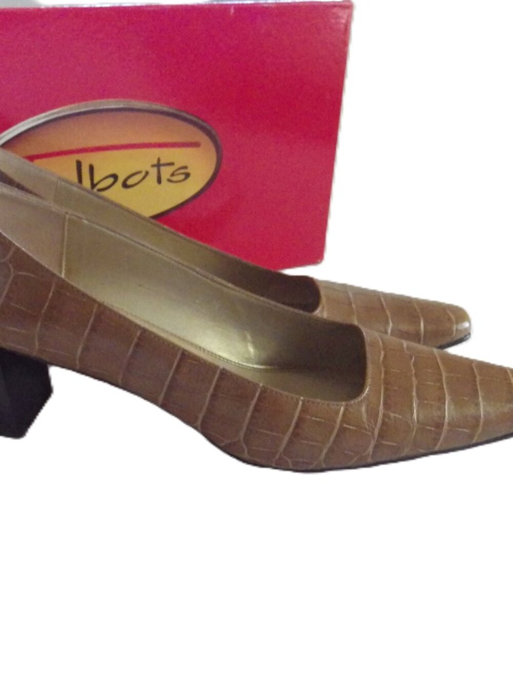 Vintage Talbots Chunky Heel / Tan Moc Croc